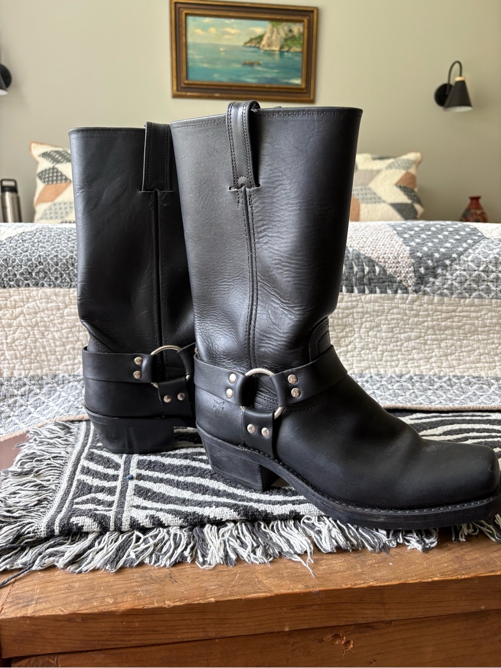 NWOT Frye Black Harness 12R BOOTS - Picture 9 of 11